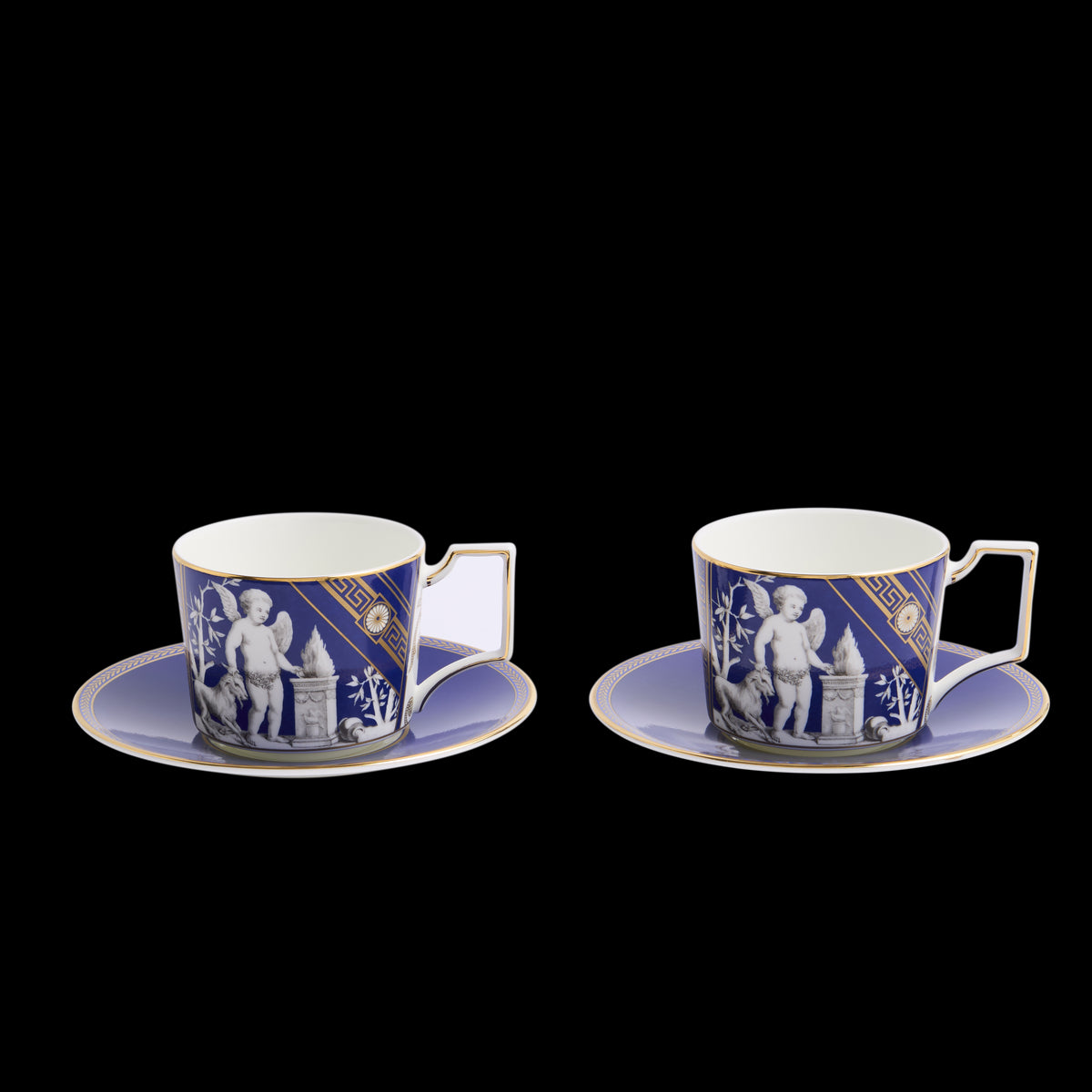 Reniassance Teacup Saucer in Gold, Set of 2