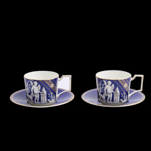 Reniassance Teacup Saucer in Gold, Set of 2