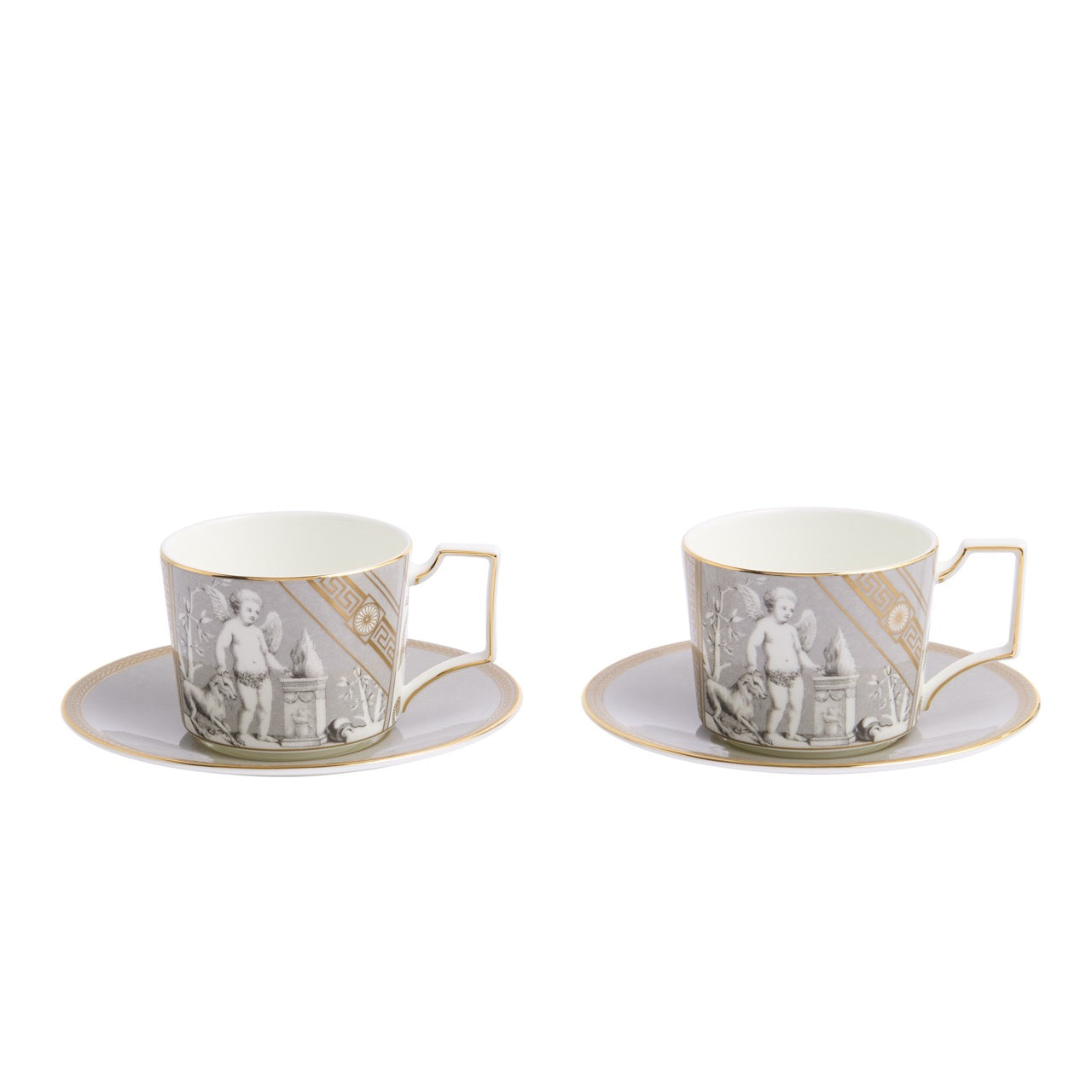 Renaissance Teacup Saucer in Grey, Set of 2