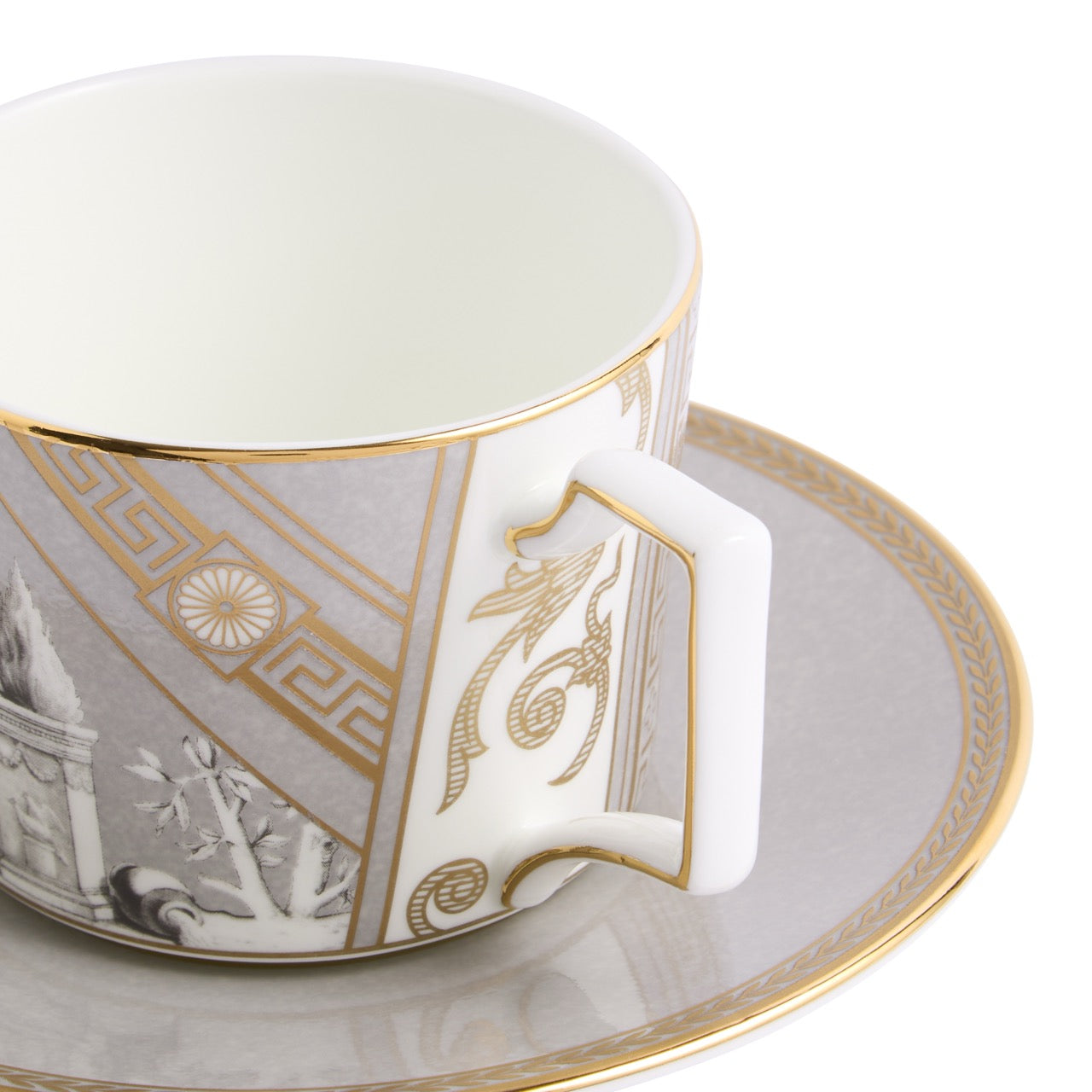 Renaissance Teacup Saucer in Grey, Set of 2