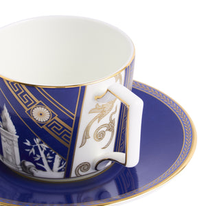 Renaissance Mix Teacup Saucer in Gold & Red, in Set of 2