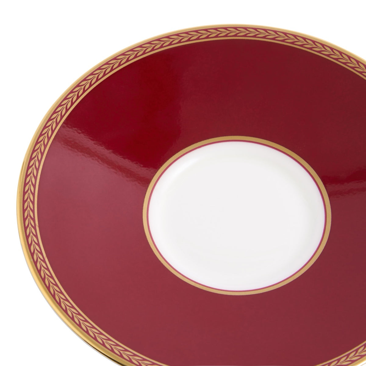 Renaissance Mix Teacup Saucer in Gold & Red, in Set of 2