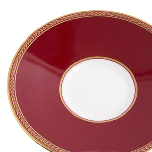 Renaissance Mix Teacup Saucer in Gold & Red, in Set of 2