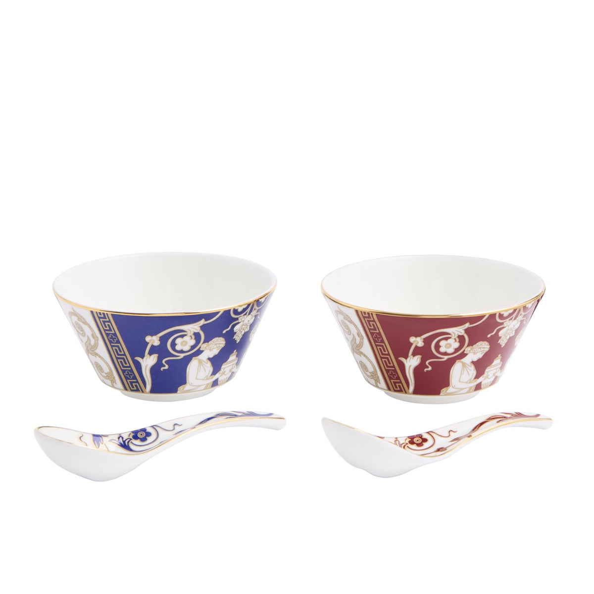 Renaissance Mix Bowl & Soup Spoon in Gold & Red, Set of 2
