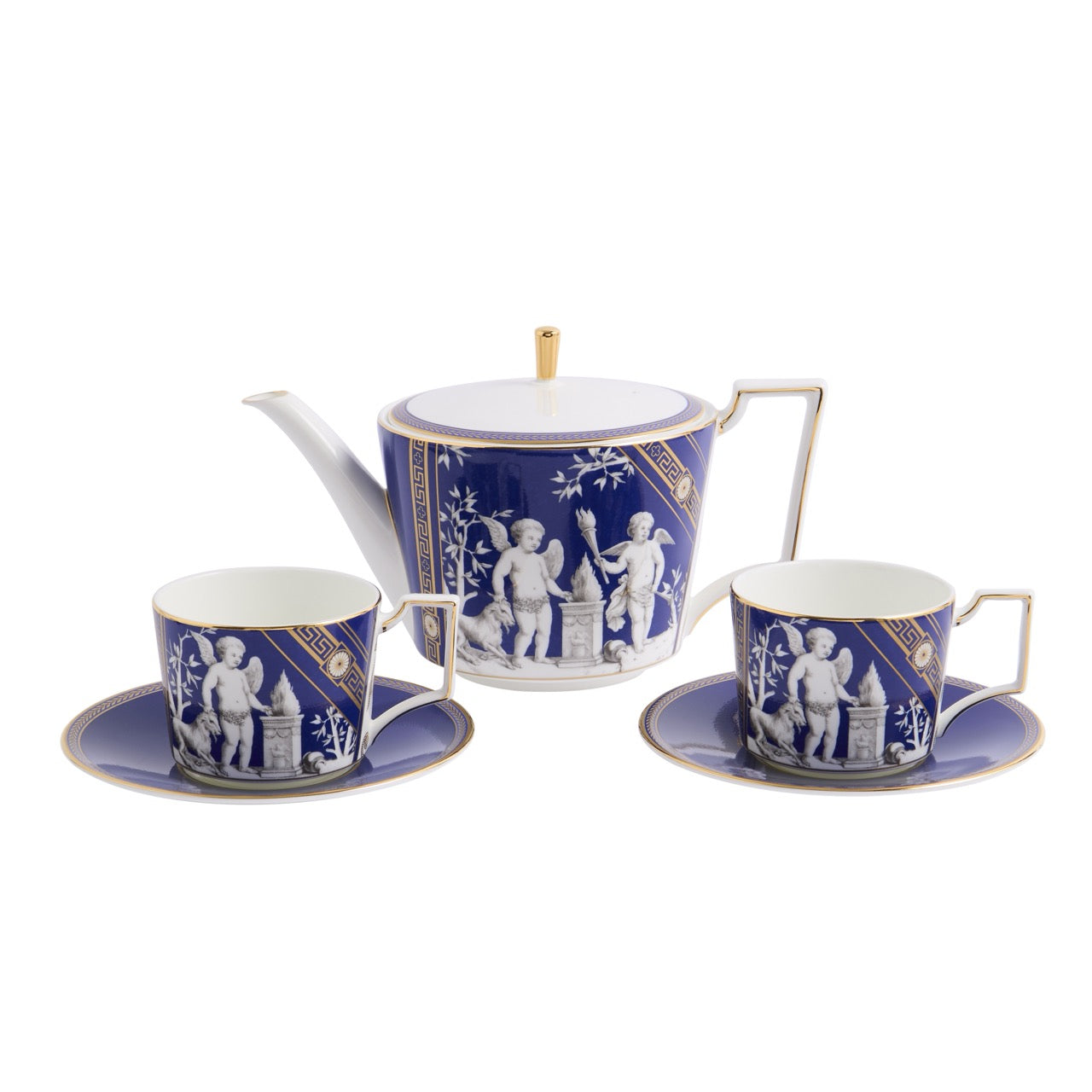Renaissance Teapot, Teacup, & Saucer in Gold, Set of 2