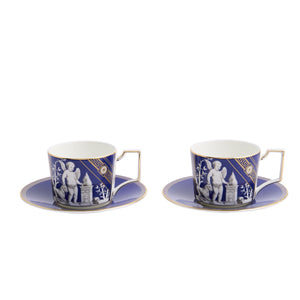 Renaissance Teapot, Teacup, & Saucer in Gold, Set of 2
