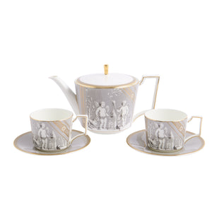Renassiance Teapot Tcup Scr in Grey, Set of 2
