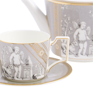 Renassiance Teapot Tcup Scr in Grey, Set of 2