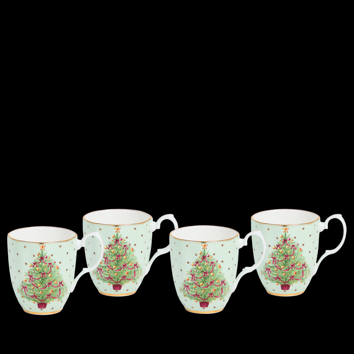 Old Country Roses Christmas Mug, Set of 4