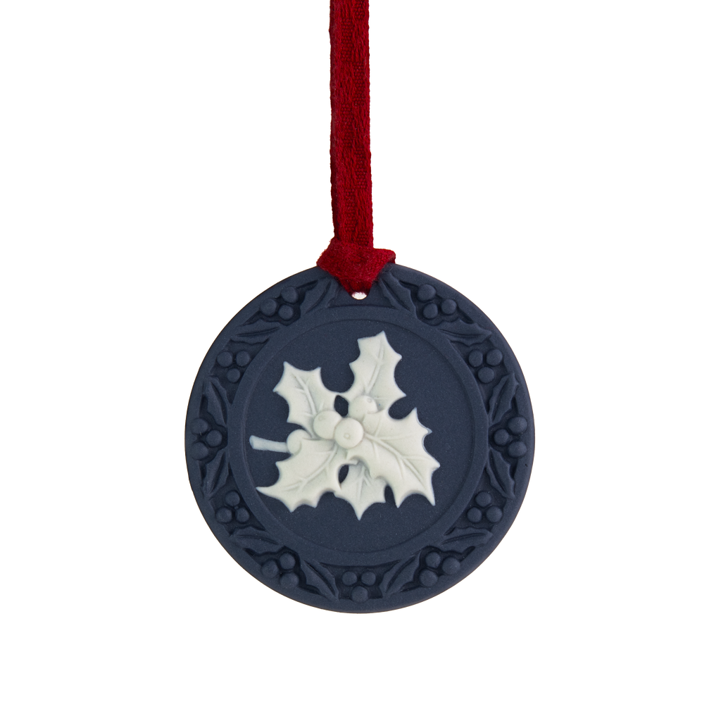 Festive Holly Ornament Mercury Blue/White