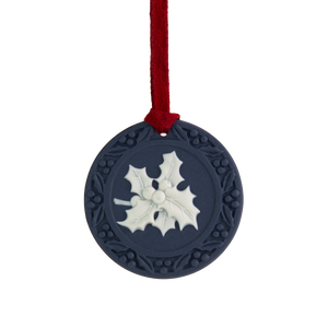 Festive Holly Ornament Mercury Blue/White