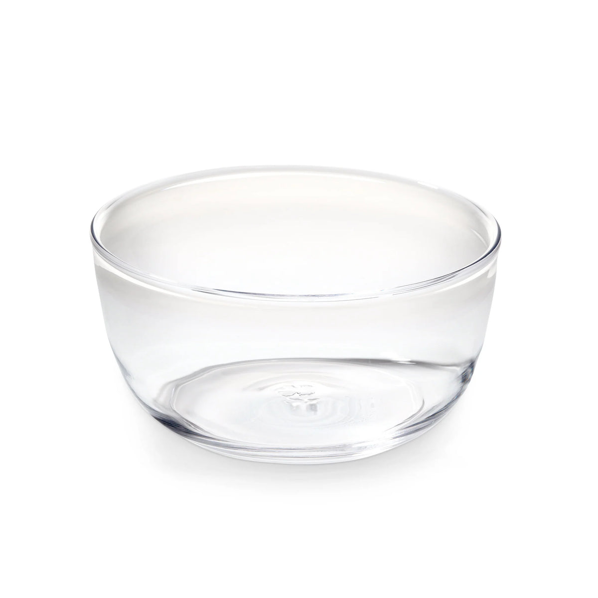 Front view of Walden Bowl showcasing clear glass and elevated edge with a white background