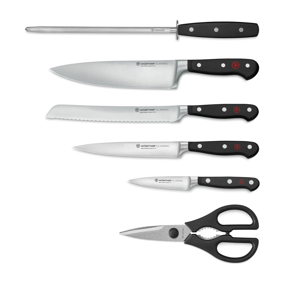 Classic Knife Block Set in Black, Set of 7