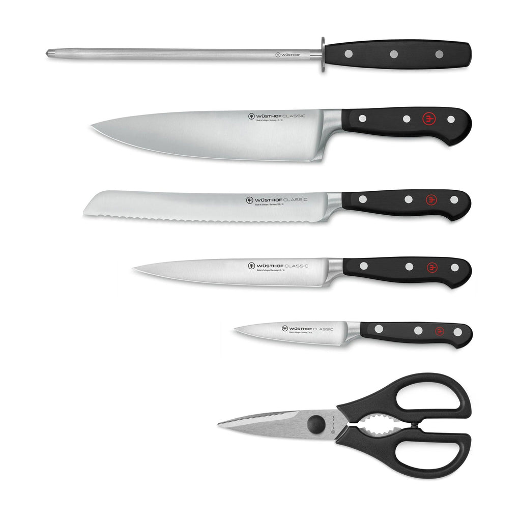 Classic Knife Block Set in Black, Set of 7