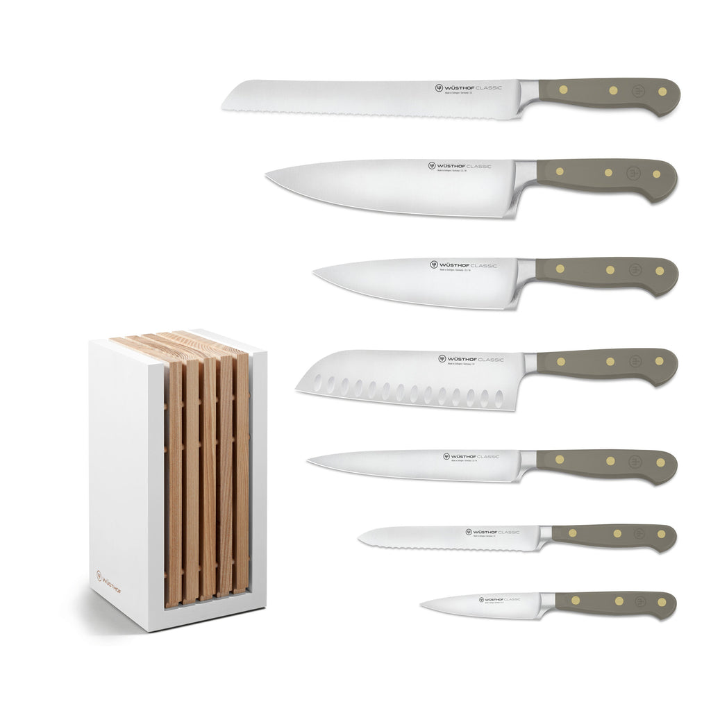 Classic Designer Knife Block Set in Velvet Oyster, Set of 8