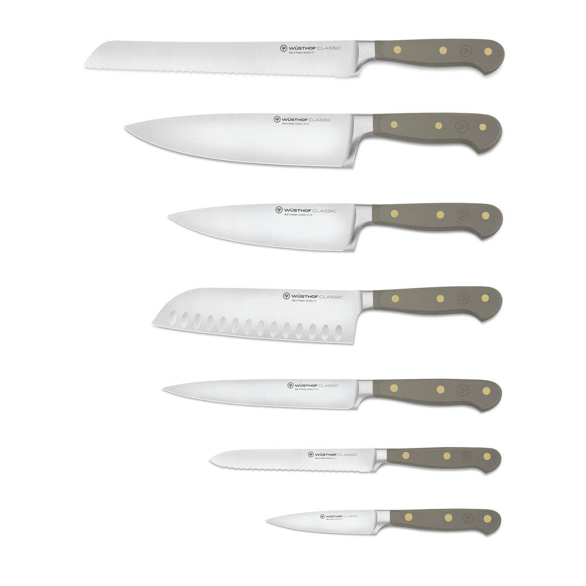 Classic Designer Knife Block Set in Velvet Oyster, Set of 8