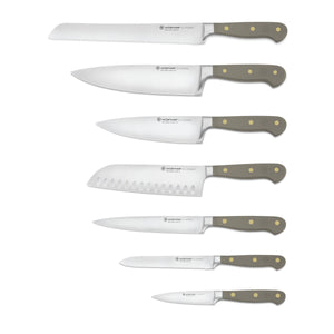 Classic Designer Knife Block Set in Velvet Oyster, Set of 8