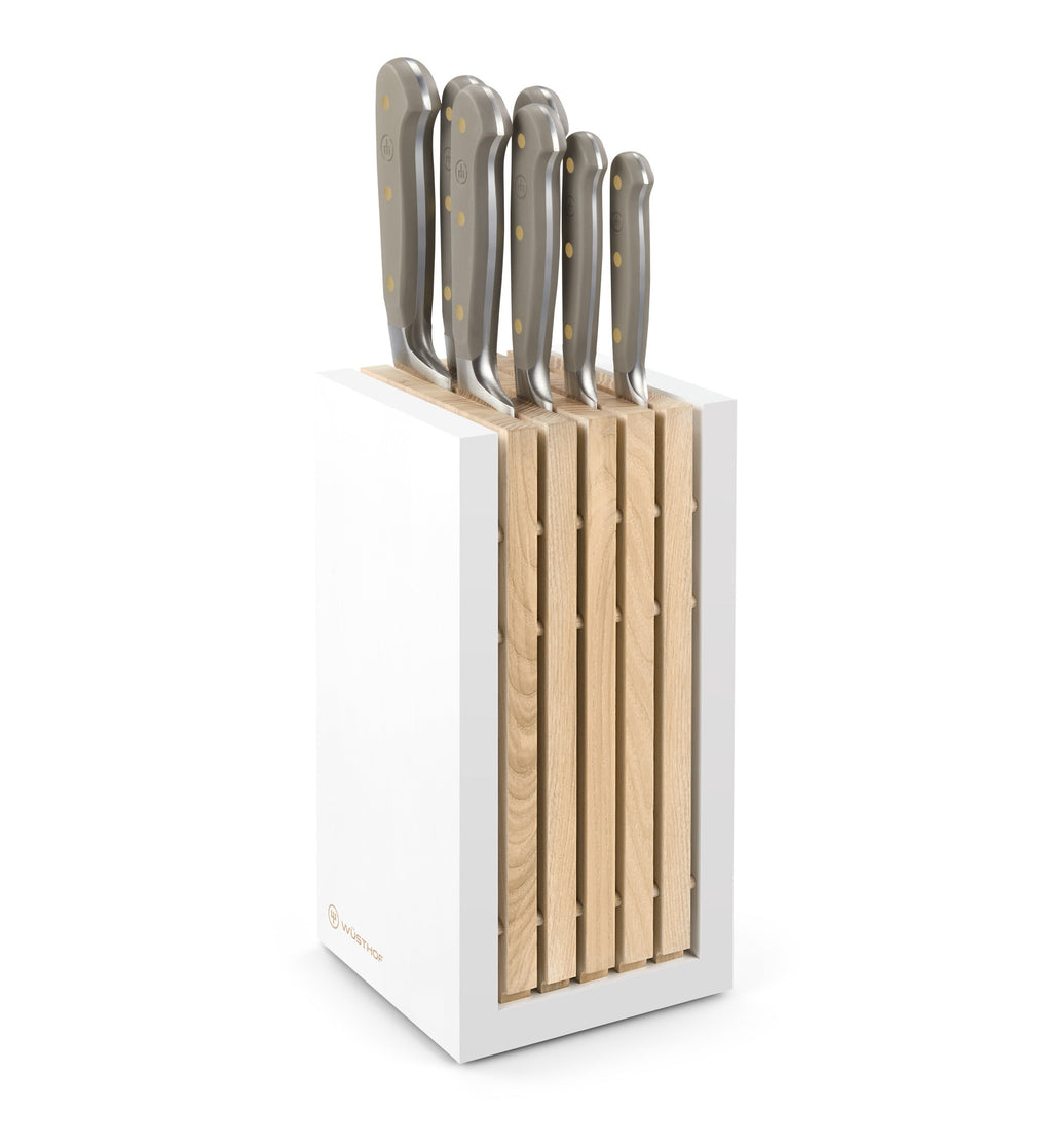 Classic Designer Knife Block Set in Velvet Oyster, Set of 8