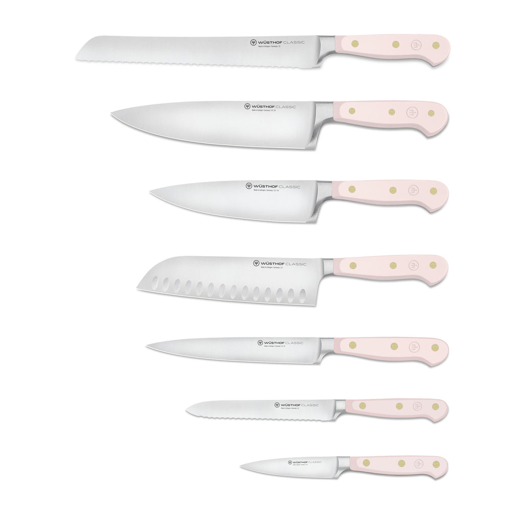 Classic Designer Knife Block Set in Pink Himalayan Salt, Set of 8