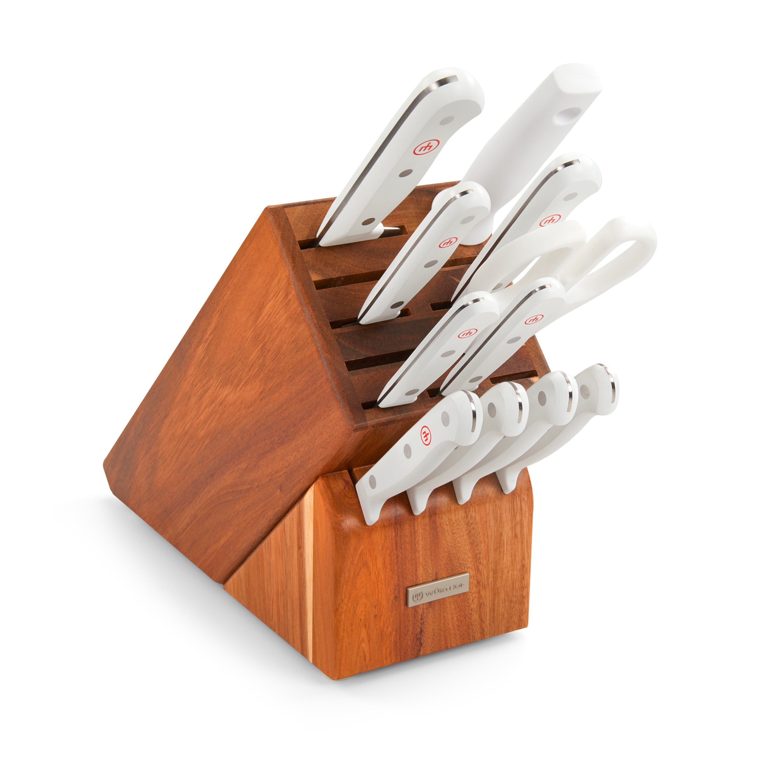 Gourmet Knife Block Set with White Handles, Set of 12