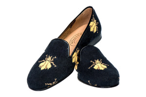 Our Bee Black Needlepoint Slipper (Women) item is photographed here against a white background.