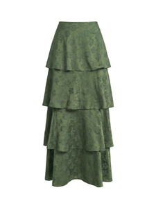 Brenda Skirt in Emerald Floral Jacquard