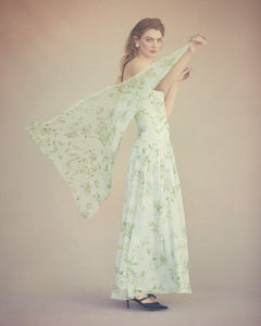 Remy Dress in Celadon Bloom Silk Chiffon