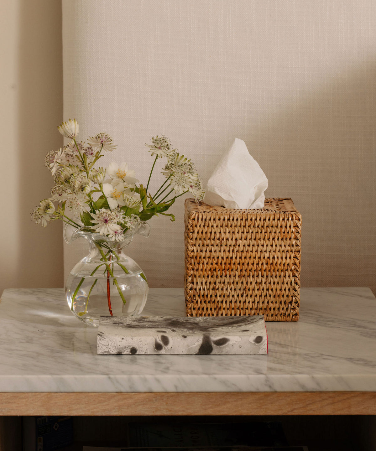 Rattan Square Tissue Box Cover in Natural