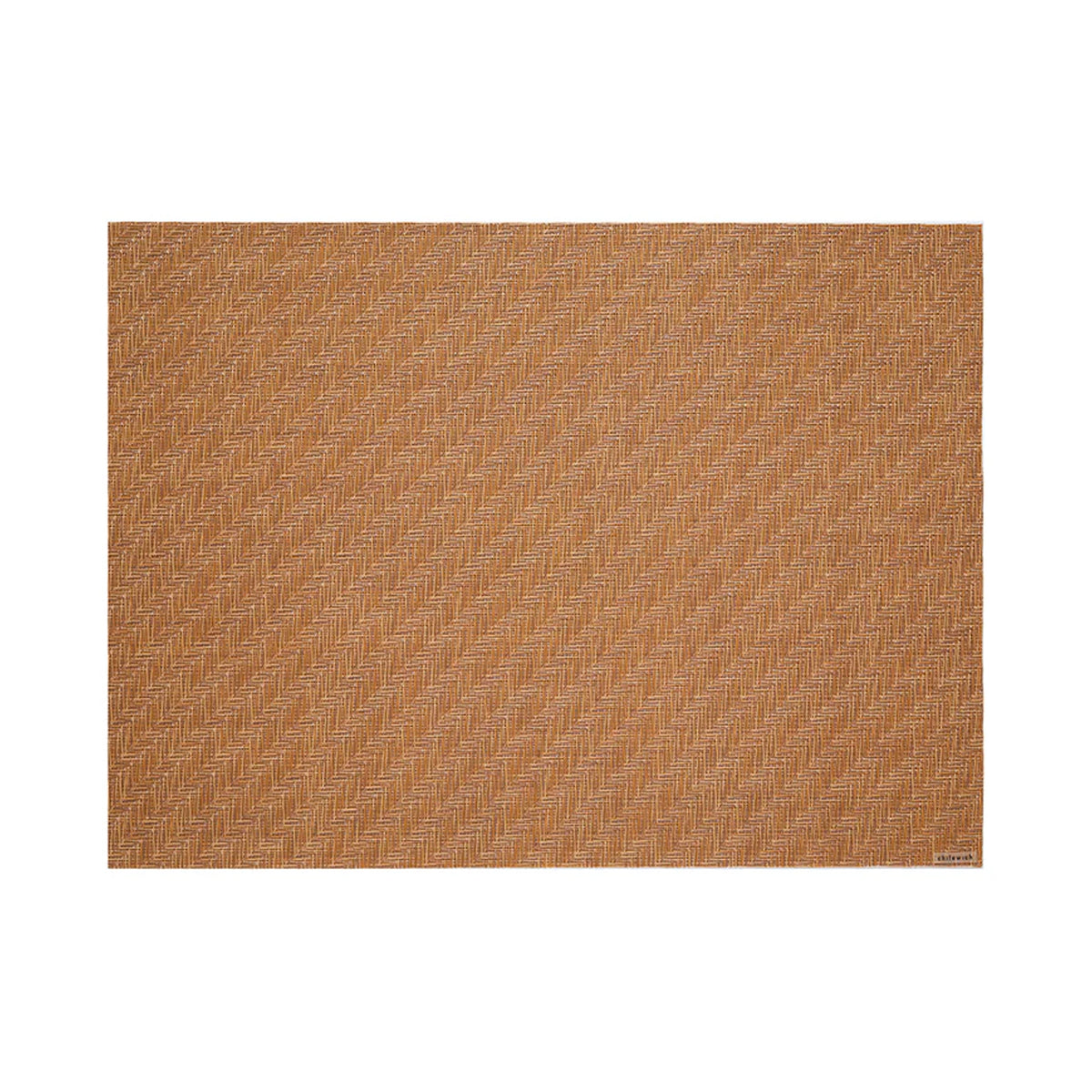 Top view of Foxtail rectangular placemat in honey showcasing diagonal woven foxtail pattern on white background