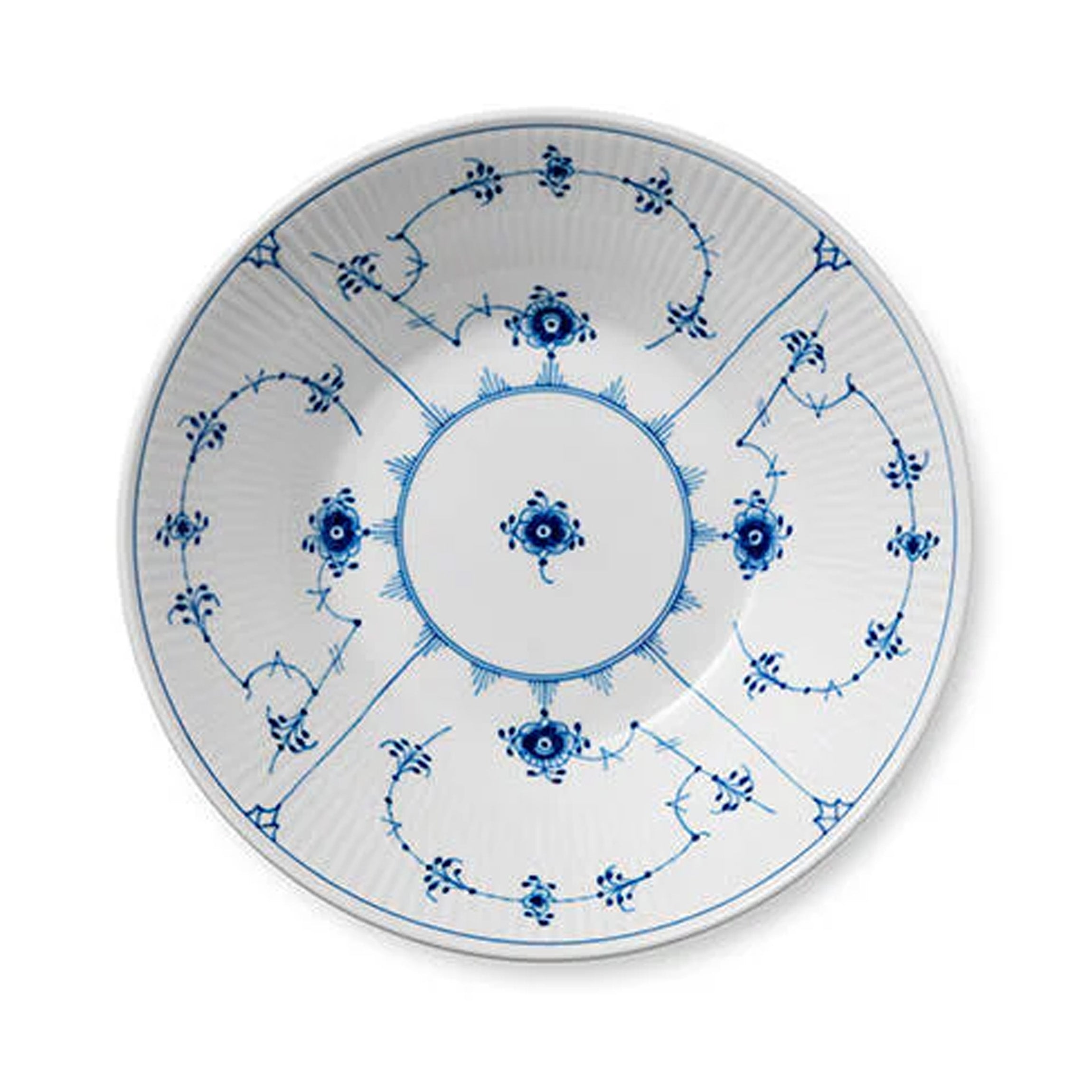 Blue Fluted Plain Pasta Bowl 9.5"