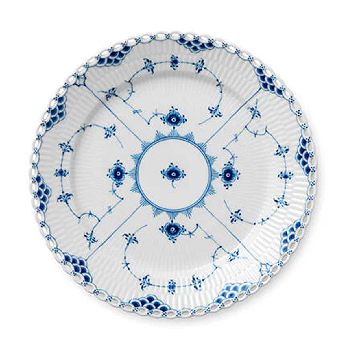 Blue Fluted Full Lace Plate, 10.6"