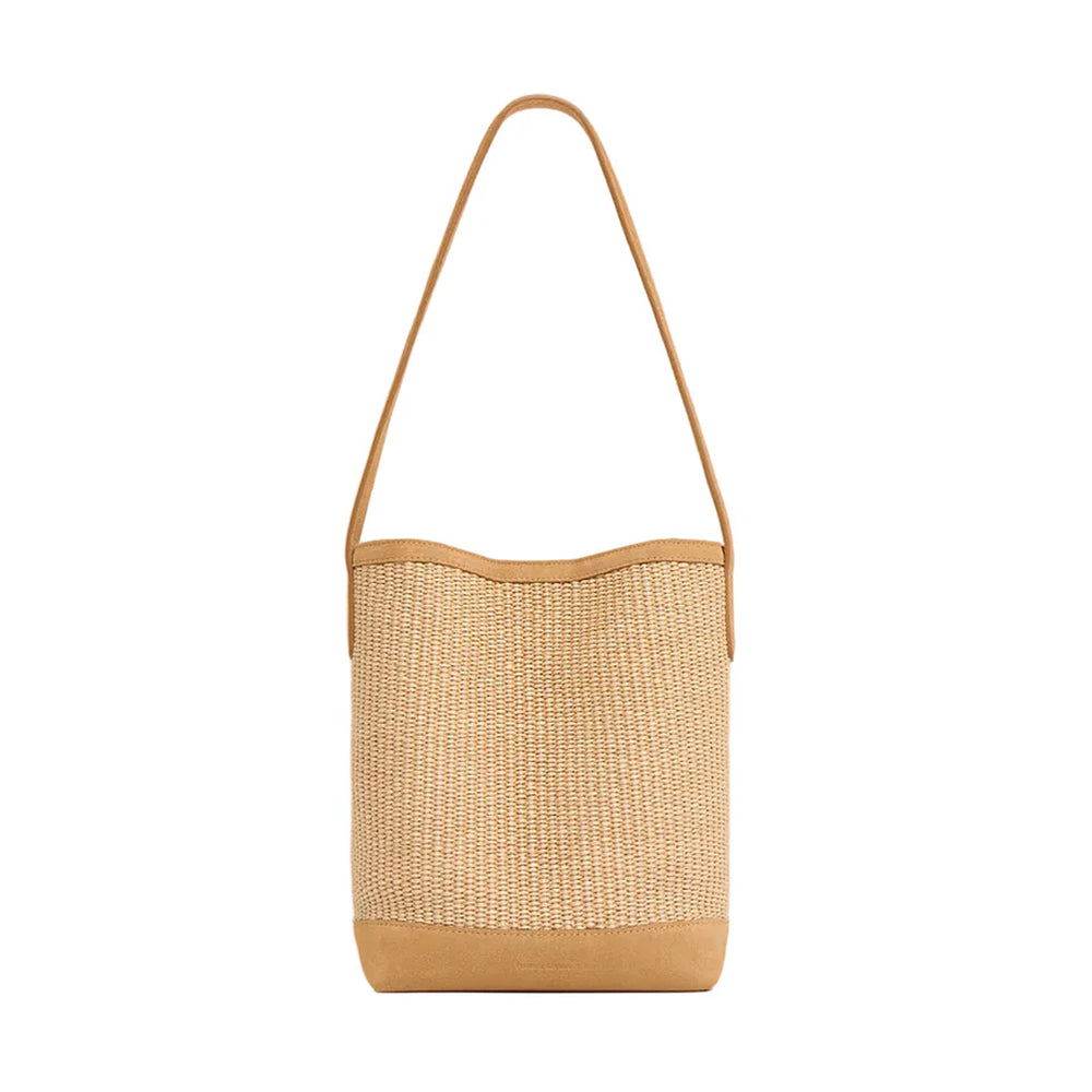 Small Everyday Cabas in Natural Raffia/Budino Suede