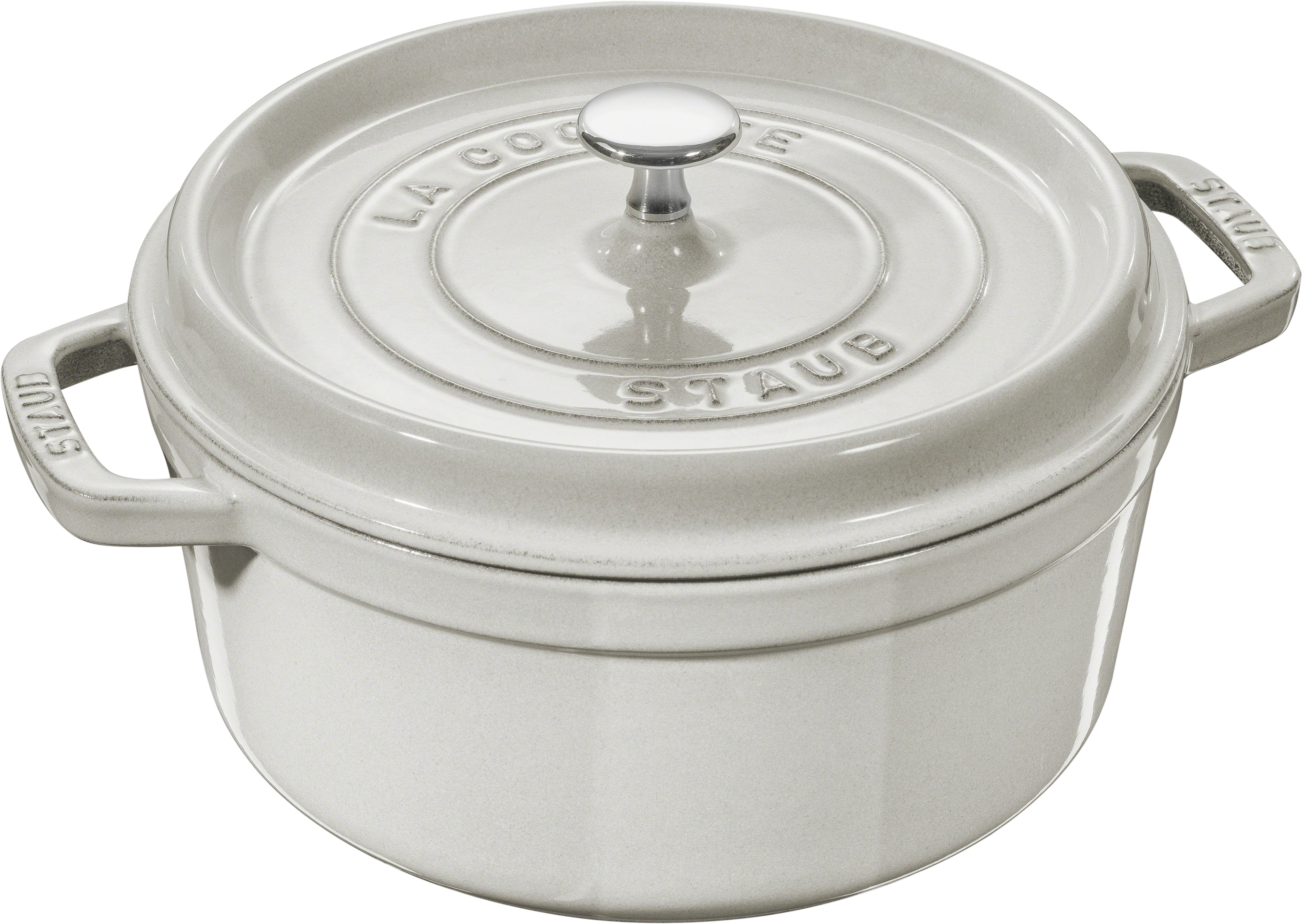 Cast Iron 5.5-qt Round Cocotte in White Truffle