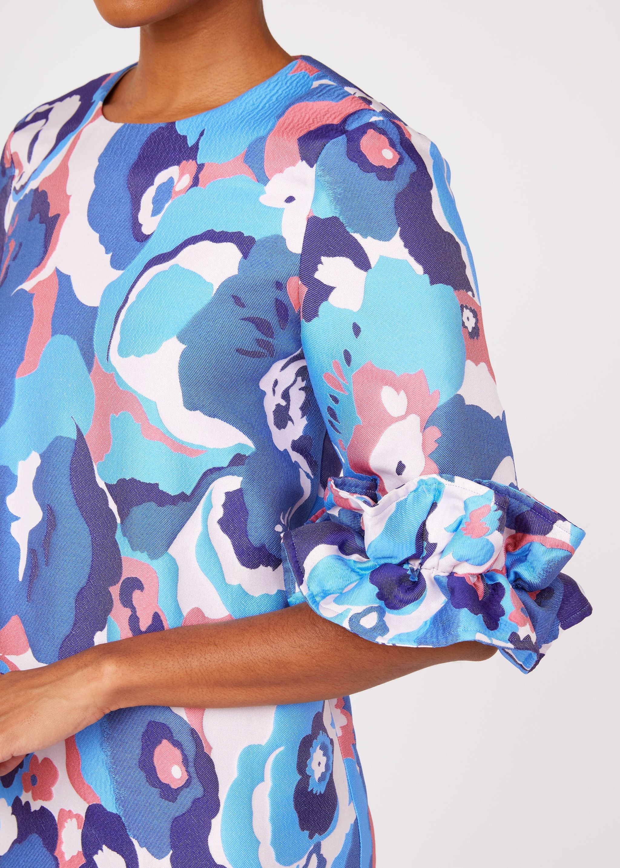 Bronwyn Dress Blue Retro Jacquard