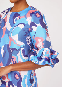 Bronwyn Dress Blue Retro Jacquard