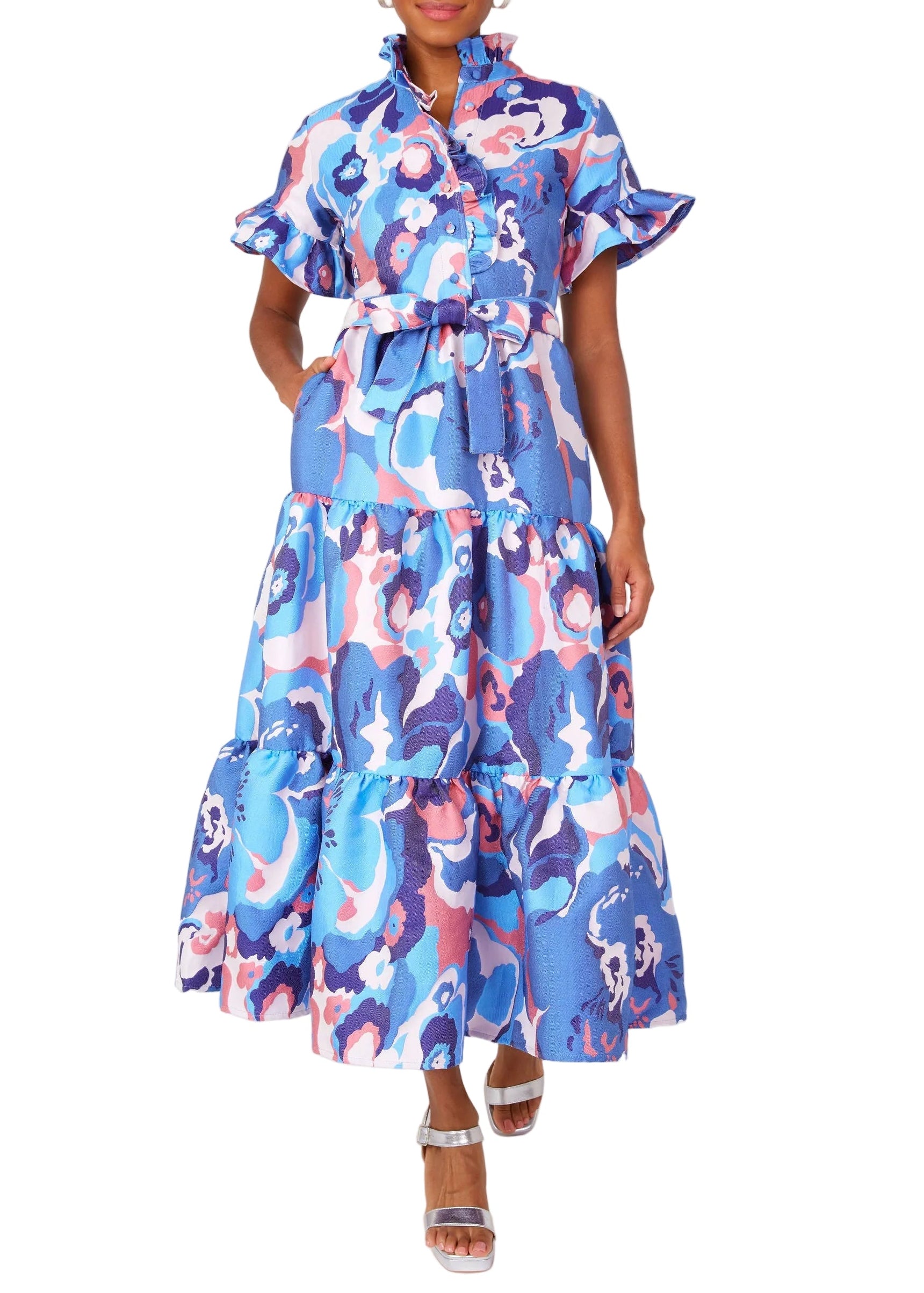 Sadie Maxi Dress Blue Retro Jacquard