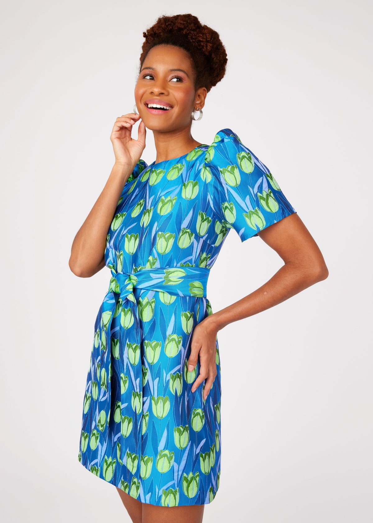 Marty Dress Cobalt Tulip Jacquard