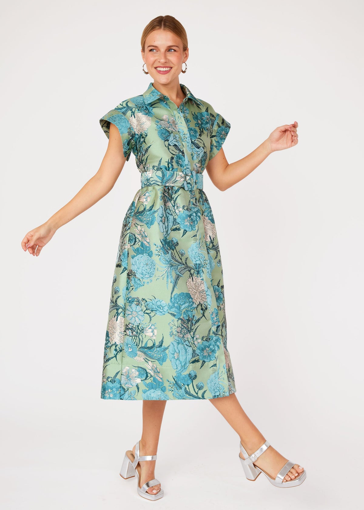 Harper Dress Sage Mum Jacquard