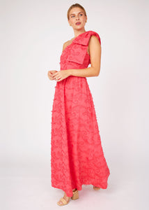 Caroline Gown Hot Coral 3D Paisley Cotton