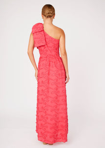 Caroline Gown Hot Coral 3D Paisley Cotton