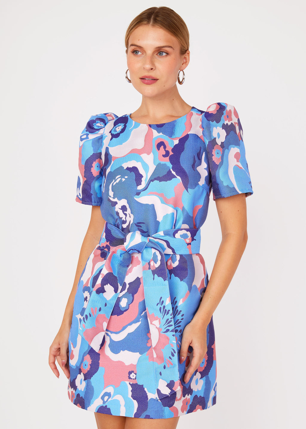 Marty Dress Blue Retro Jacquard