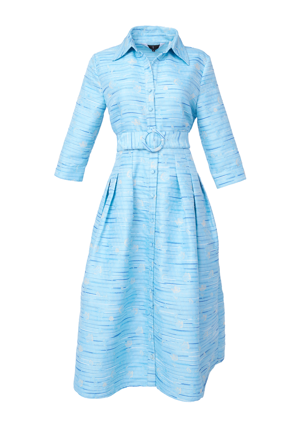 Cecilia Midi Dress Blue Textured Dupioni