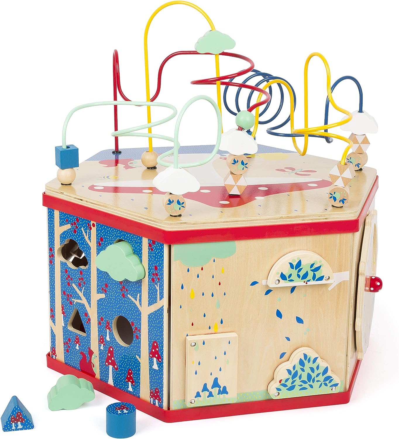 Wooden Activity Cube XL Nature Mushroom Theme Classic 7-Sided