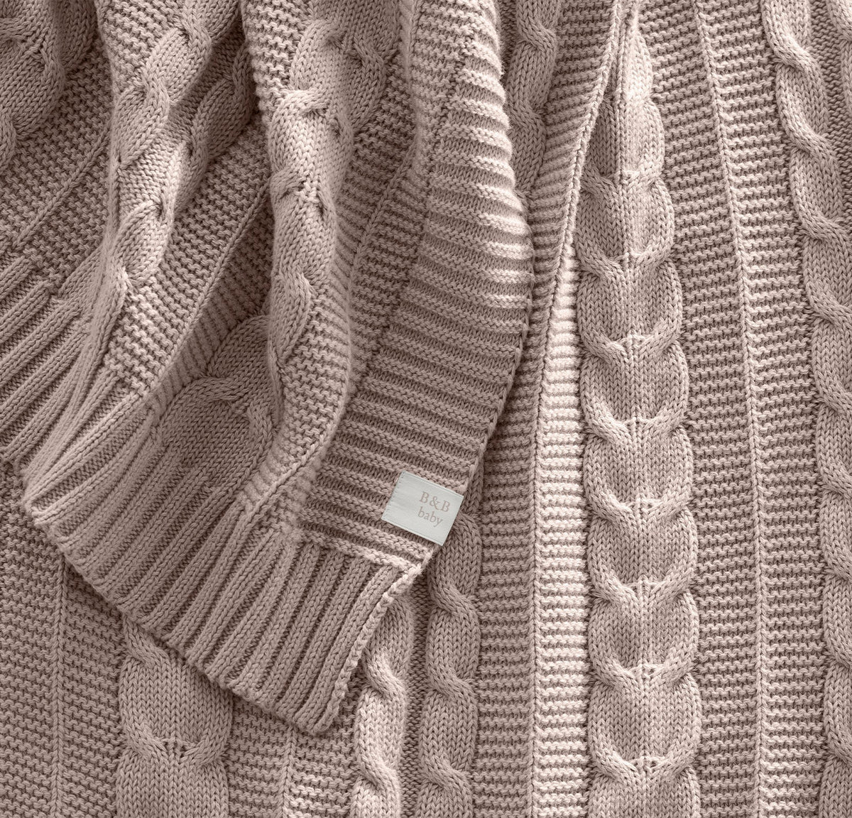 Cable Knit Baby Blanket in Dusty Rose