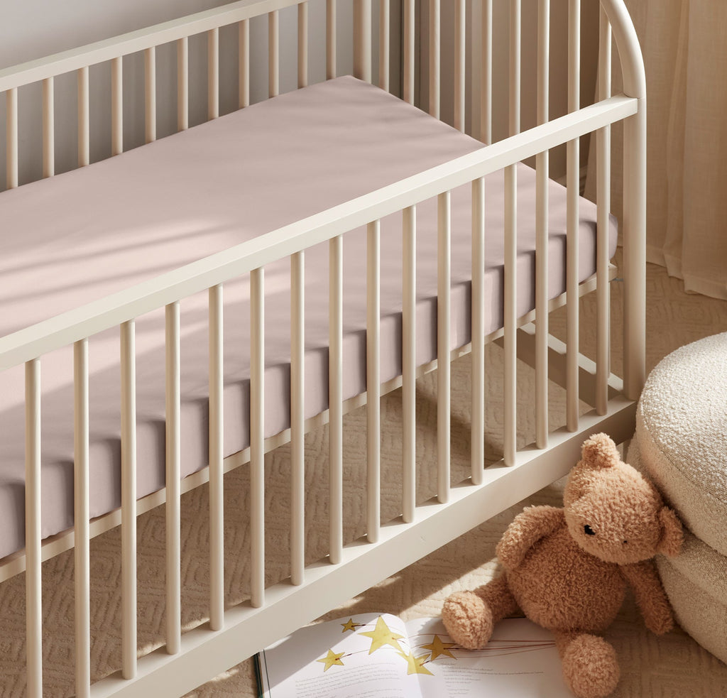 Signature Hemmed Fitted Crib Sheet in Dusty Rose