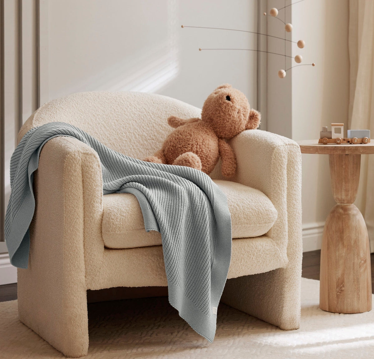 Ribbed Knit Baby Blanket in Shore