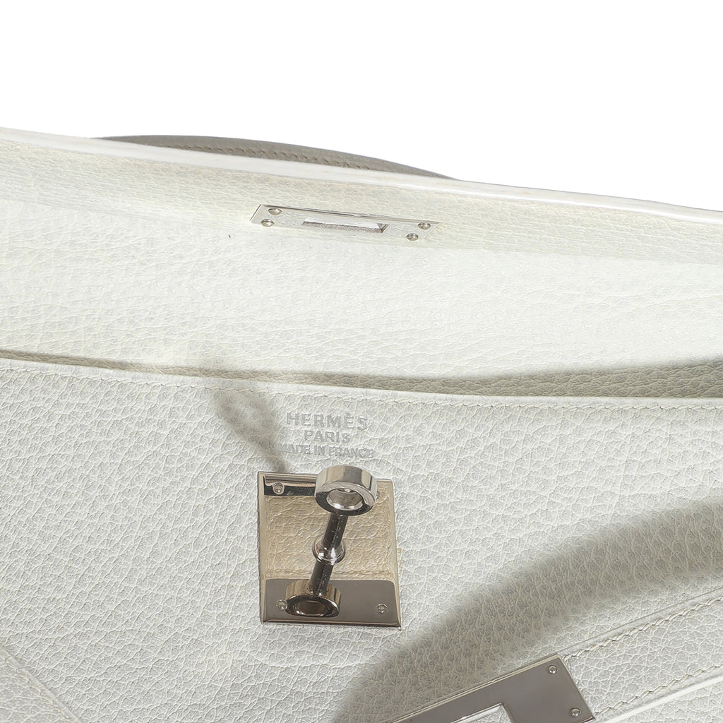 Hermès Gris Perle White Buffalo Skipper Dalmatian Retourne Kelly 35 PHW Handbag ad1