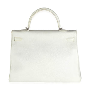 Hermès Gris Perle White Buffalo Skipper Dalmatian Retourne Kelly 35 PHW Handbag bv