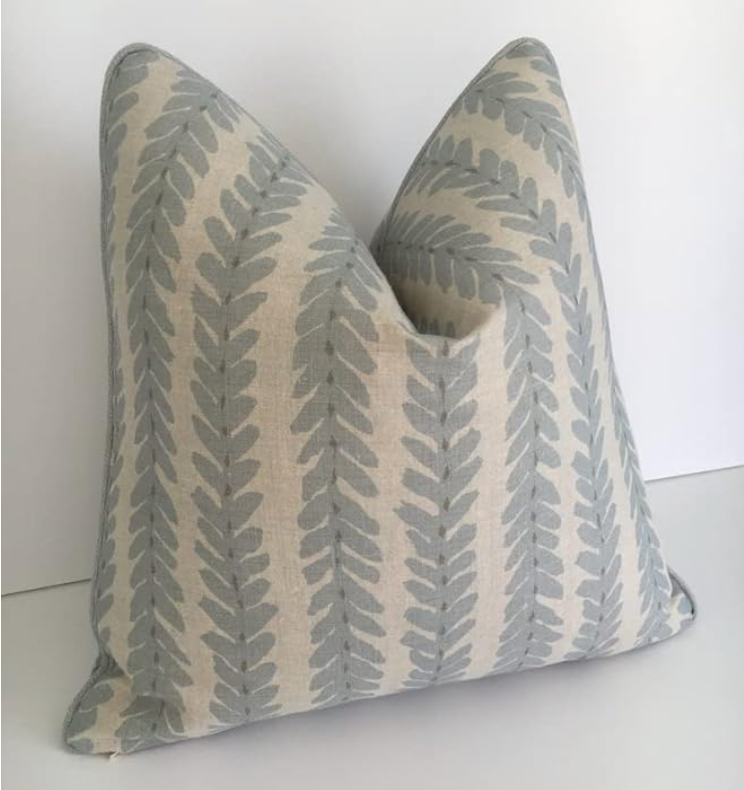 Blue Block-print Throw Pillow