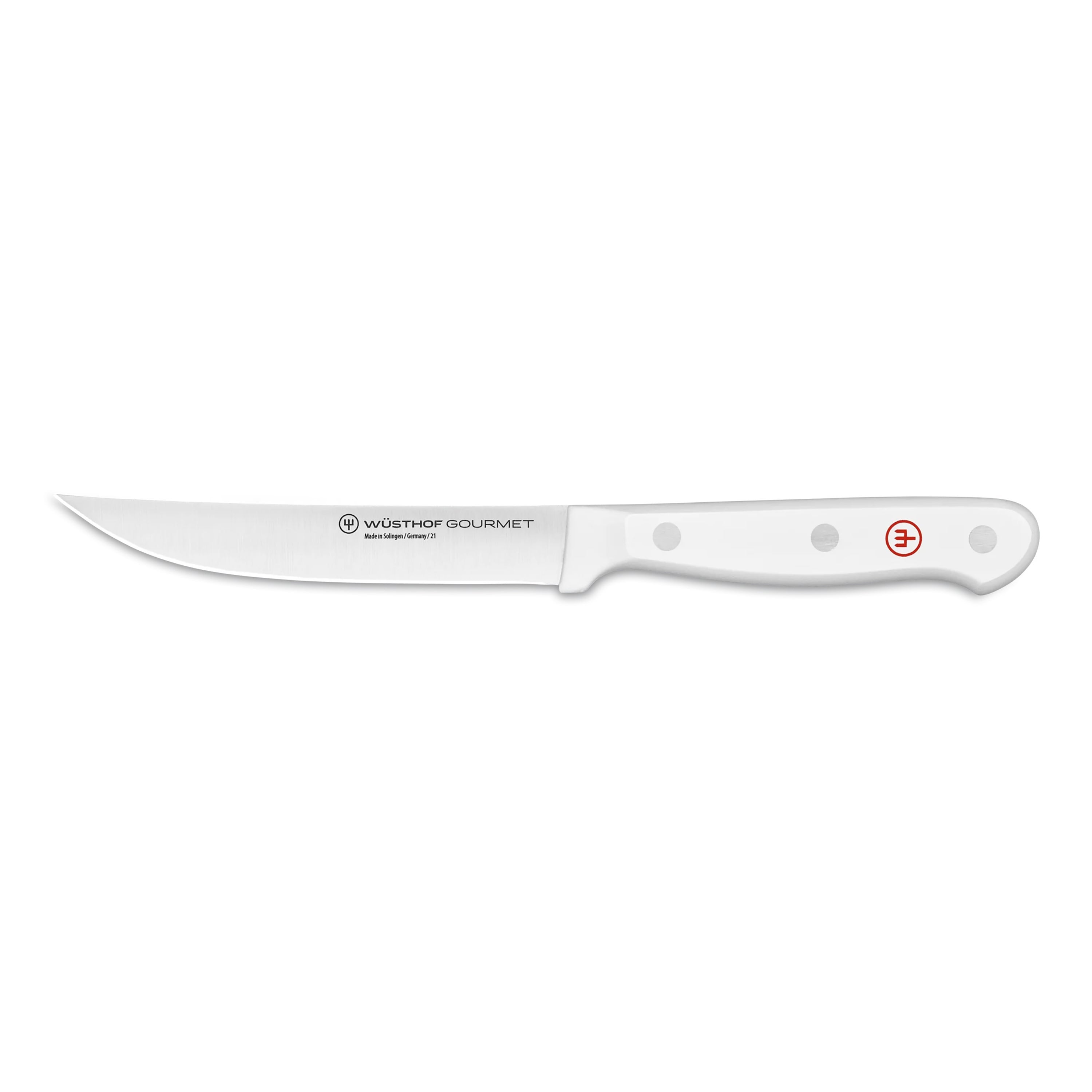 Gourmet Steak Knife Set with White Handles, Set of 4